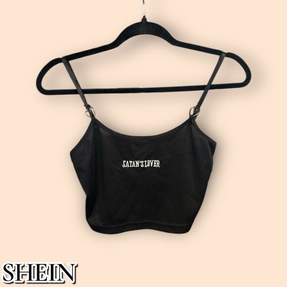 SHEIN Tops - Pre-Owned SHEIN Cropped Cami Tank Top – Black | Size S